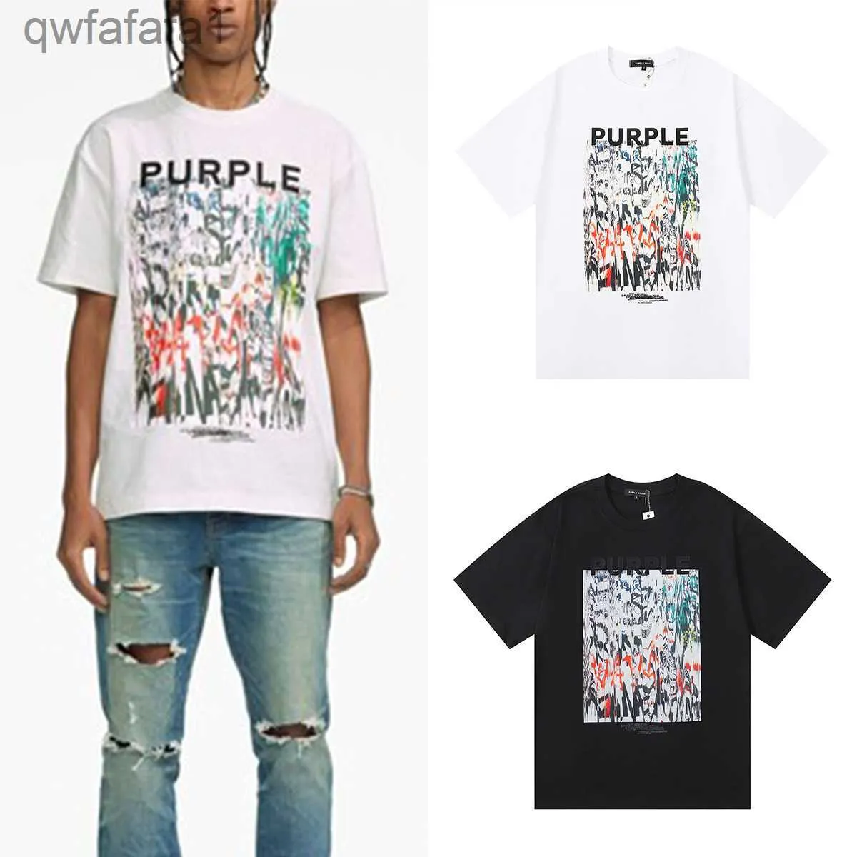 Purple Marke T-Shirts Farbgedruckte Baumwolle losen lässige Gelegenheitsmänner und Frauen kurzärmeliges T-Shirt Rk0s