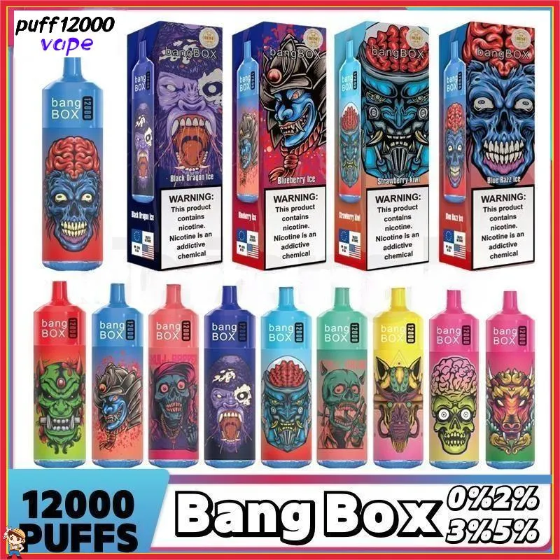 Oryginalny Bang Box 12000 Puffs Ustaw duży waporyzator jednorazowy Vape E-papieros do cewki Lampa LED Bateria 6 kolorów LGB Light 12k Puff