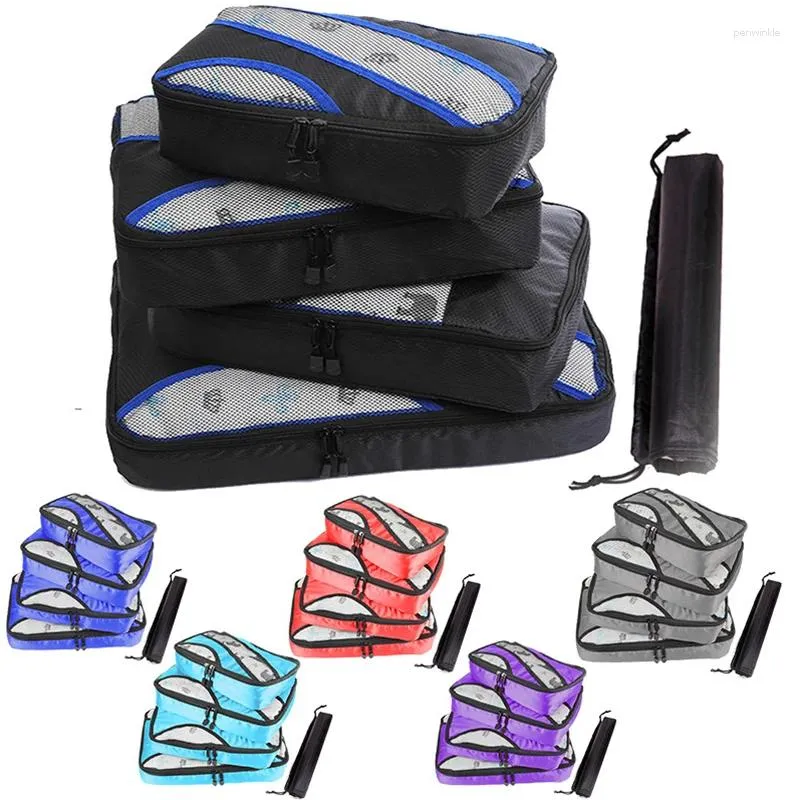 Aufbewahrungsbeutel Reisen Reisetasche Mesh Packung Organisator atmungsable Nylon Männer Frauen Gepäck Set Supplies