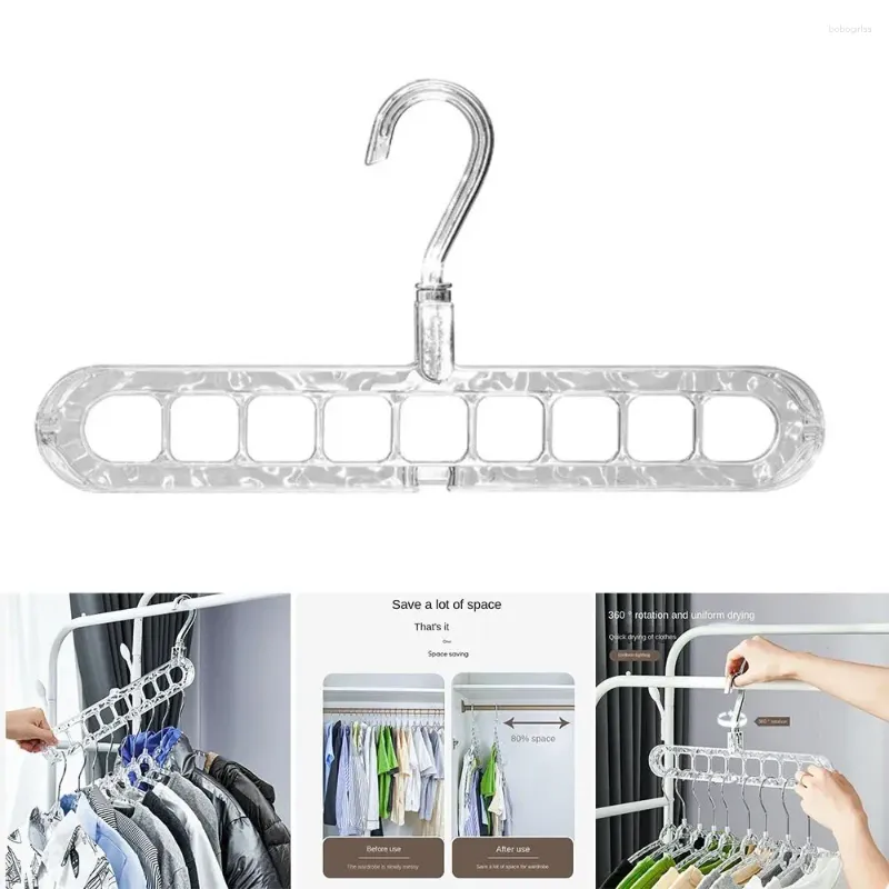 Hangers Multifunction 9 Hole Clothes Hanger 360° Rotate Folding Drying Rack Plastic Space Saving Wardrobe Closet Organizer