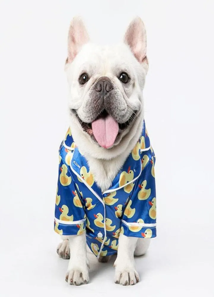 Spring Summer New Pet Pajamas Little Yellow Duck Print Pets Clothes Bulldog Teddy Bichon Puppy Clothing4187814