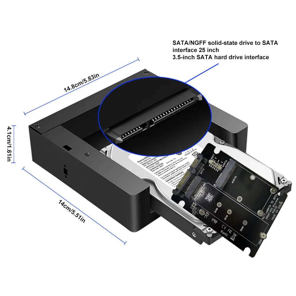 5.25 inch PC Front Panel USB Hub 5Gbps One-Key Backup Data Transfer External Hard Disk Drive Hub for 2.5& 3.5 SATA Hard Disk/M.2