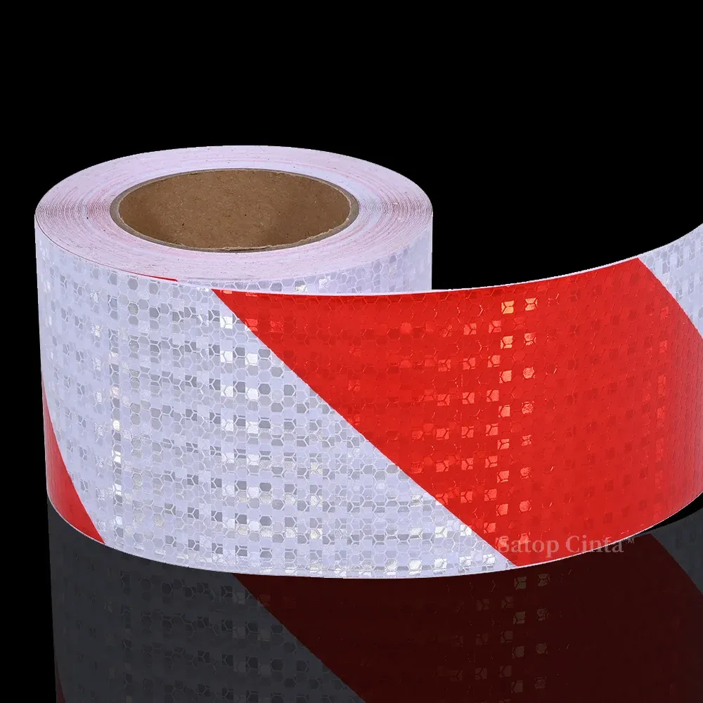 Red White Left Right Strips Shiny Reflector Stickers 3.94 × 32.8 ft ...