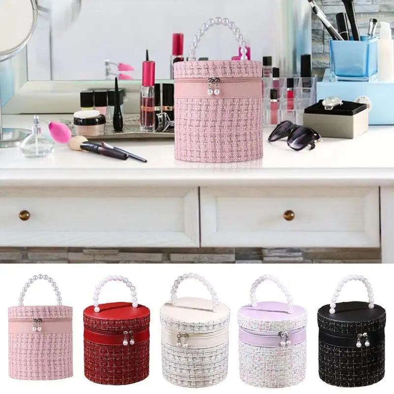 Storage Bags Round Makeup Bag Cosmetic Organizer Fashion Versatile Messenger Waterproof Holder Toiletry Travel Accessory