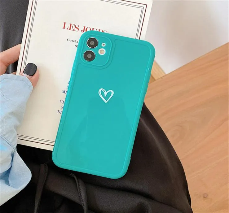 caisses de téléphone Love Heart Camera Protection Coque iPhone 13 12 11 Pro Max 7 8 plus x xr xs max mini bonbon couleur glossy soft tpu dos 6538849