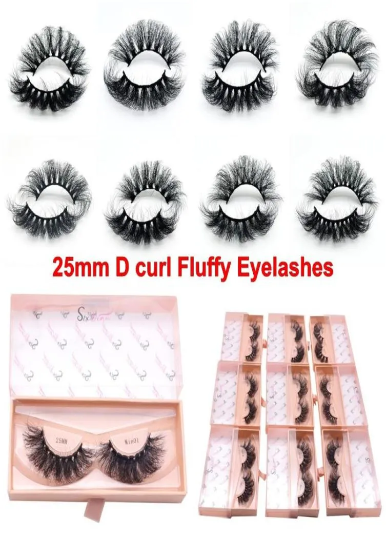 25mm False Eyelash Faux Mink Lashes Long Dramatic 5D Russiancurl Fluffy Thick Lash Handmade Eye Makeup 10 Styles6750442