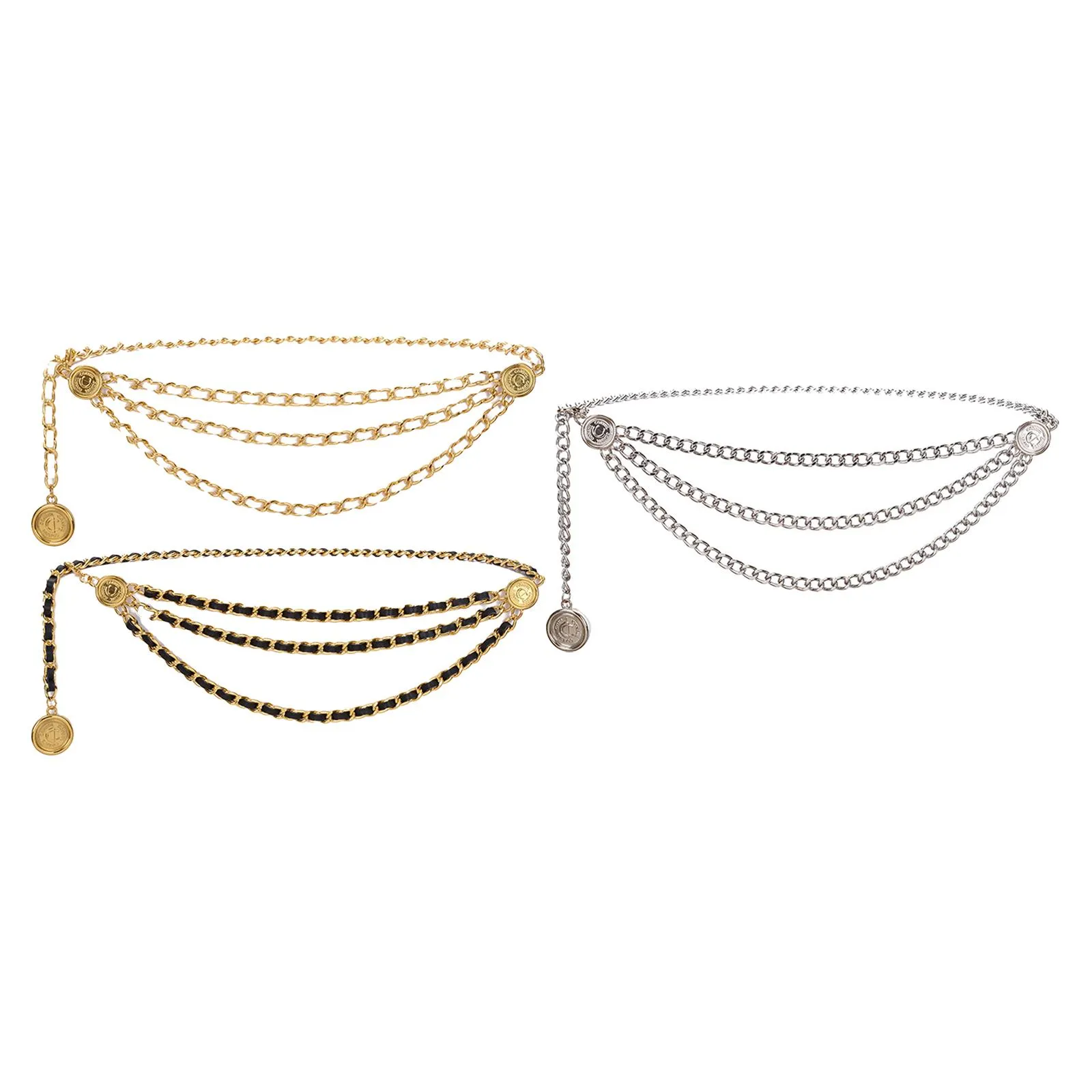Metal Waist Chain Adjustable Chain Belts for Women Accent Belt Women Gold Metal Chunky Chain Thick Links Skinny Belt Hip  main image 3