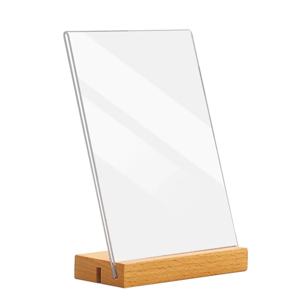 Menu de support Affichage de la base en bois Frame d'image double face A4 A5 pour la table Top Signers Porte-restaurants Store Carte Stand Bureau Double utilisation