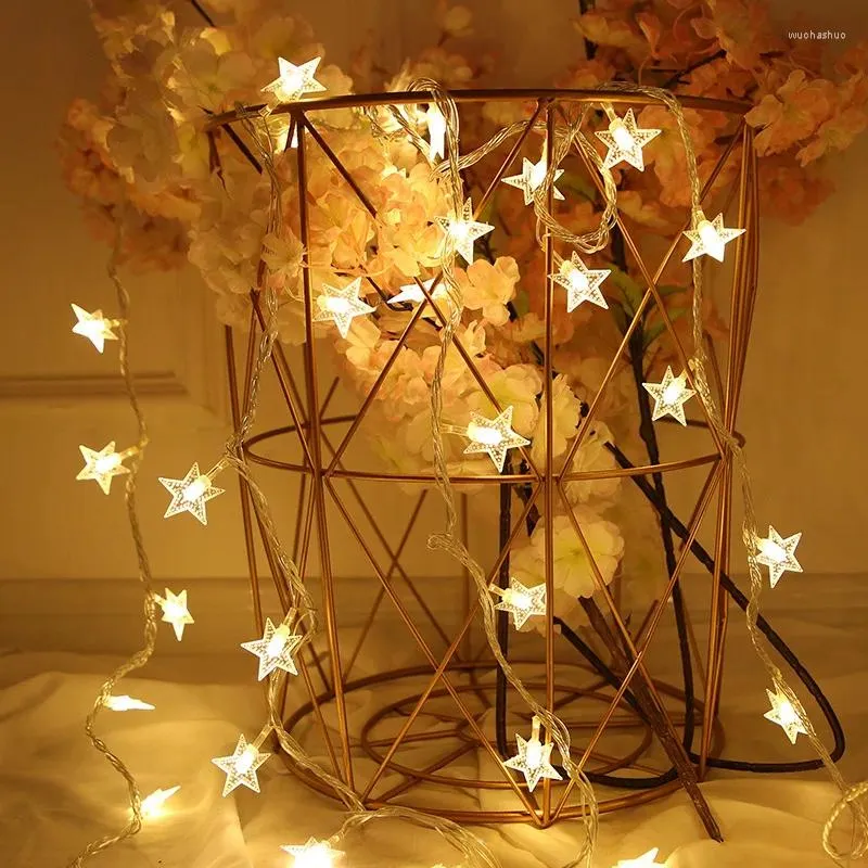 Cordes 10/20 LED Star Fairy Lights Garland Battered Twinkle String Light Copper Fire Éclairage de mariage Décoration de Noël