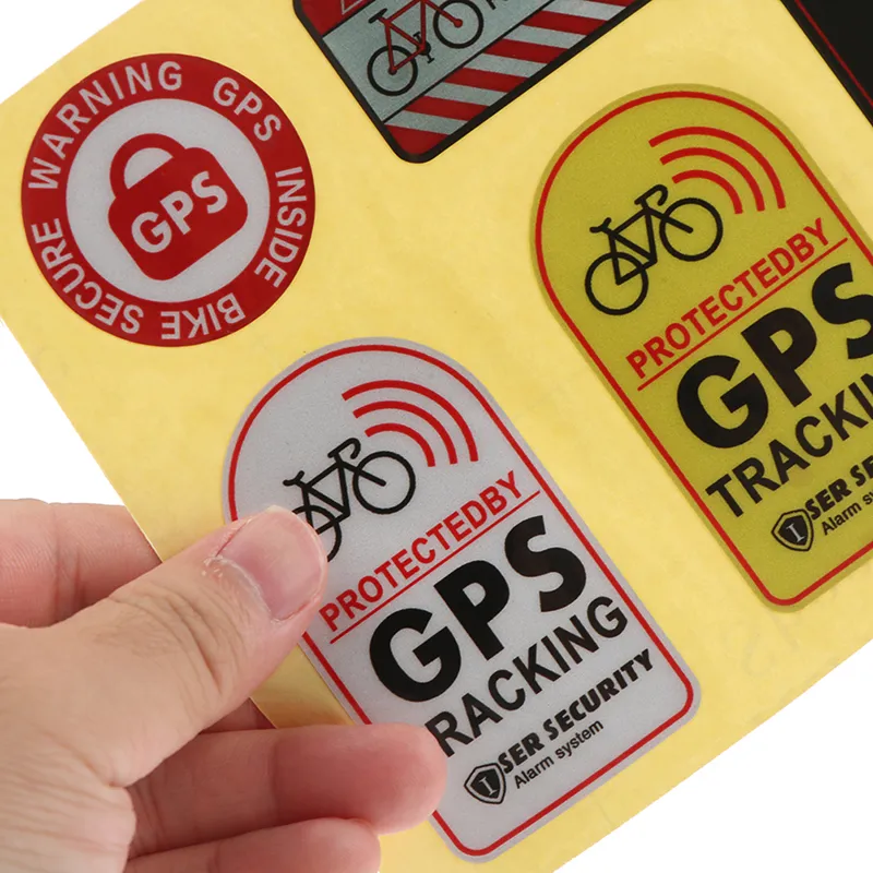 Adesivi GPS Tracker Per Bicicletta, 2 Pezzi, Rosso, 33x49 Mm, Pellicola Oracal, Resistente UV 7 Anni