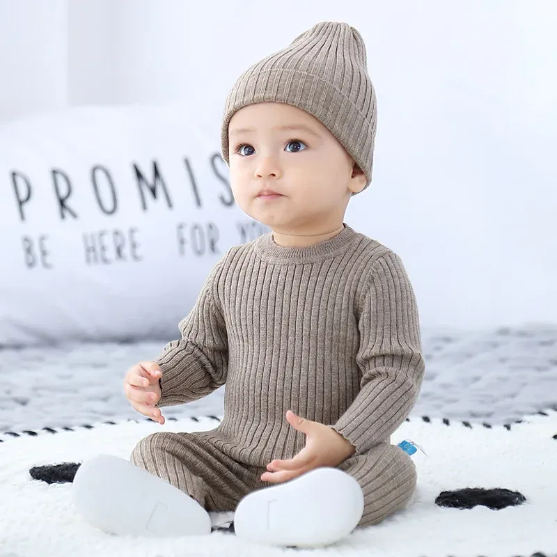 Sets Knitted Long Sleeve Suit 3piece Sweater + Wool Pants + Hat Boys' And Girls' Sweater Newborn Boys' And Babies' Clothing