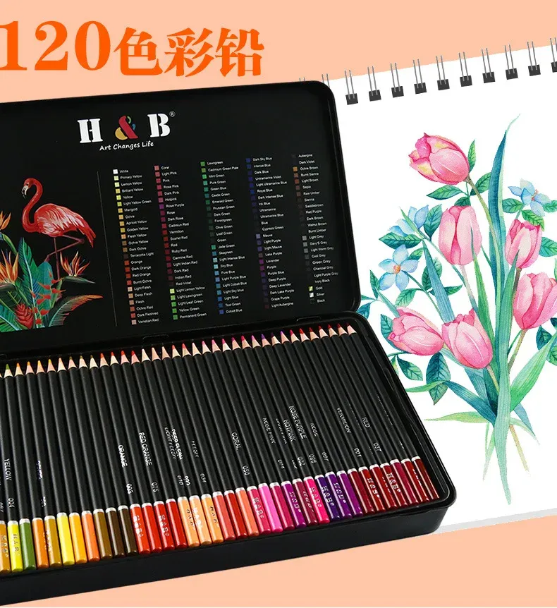 Pencils H&B 72/120 Colors Pencil Set Professional Colored Pencil Oil Based Color Lead Painting/Drawing Stationery Art Supplies Gift Box