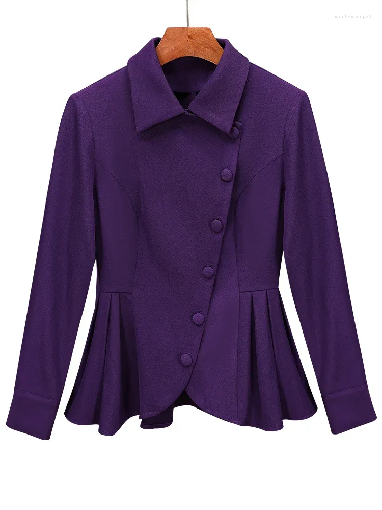 Women's Blouses Ruffled Shirts Women Pelum Long Sleeve Purple Tops