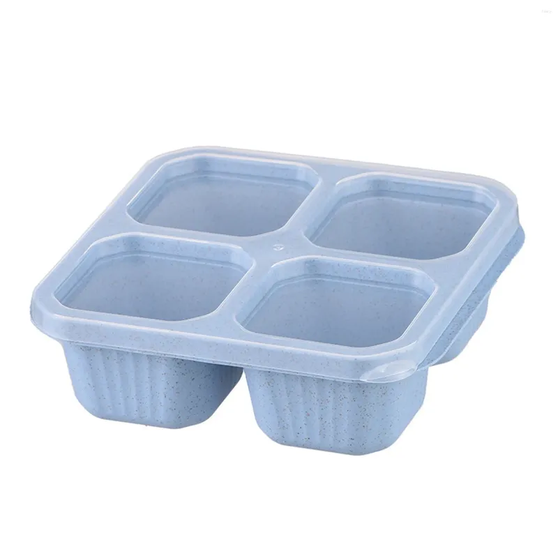 Schakel containers uit 4 kleur tarwe plastic frisse houdboxen snack candy lunch bento verblijfzakken