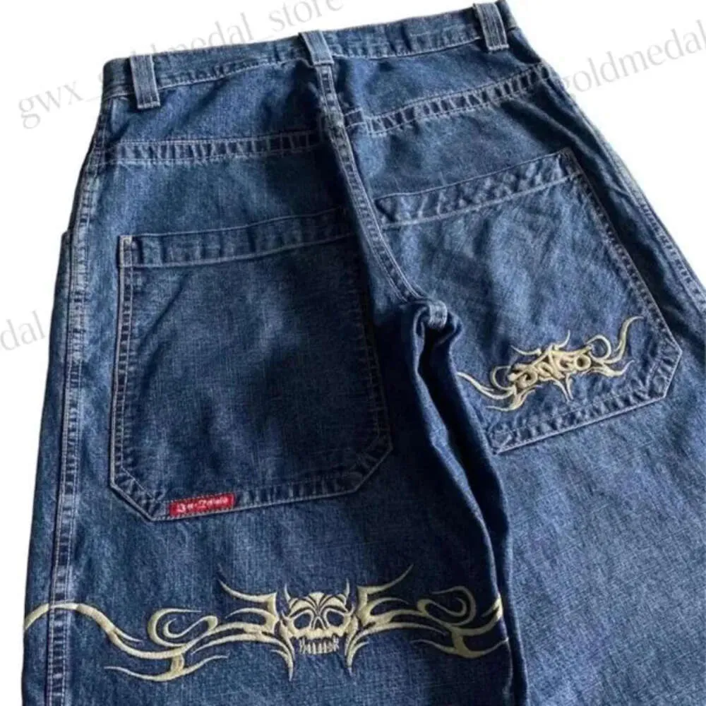 Jeans maschile jnco y2k hip hop retrò grafico ricamato pantaloni neri larghi uomini donne harajuku high wide high wide bousers 516