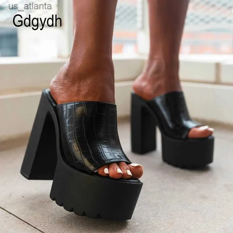 اللباس أحذية Gdgydh الأسود منصة شريط التمرير للسيدات مفتوحة نمط عاريات مثيرة عالية الكعب الكعب