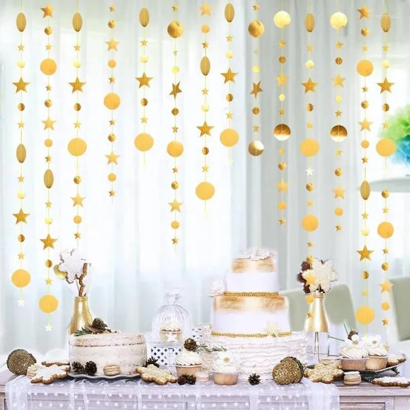 Kwiaty dekoracyjne złotą twinkle mała gwiazda eid imprezowy papier girland wiszący gwiazdy księżyca dekoracje dzieci urodziny Baby Shower ślub