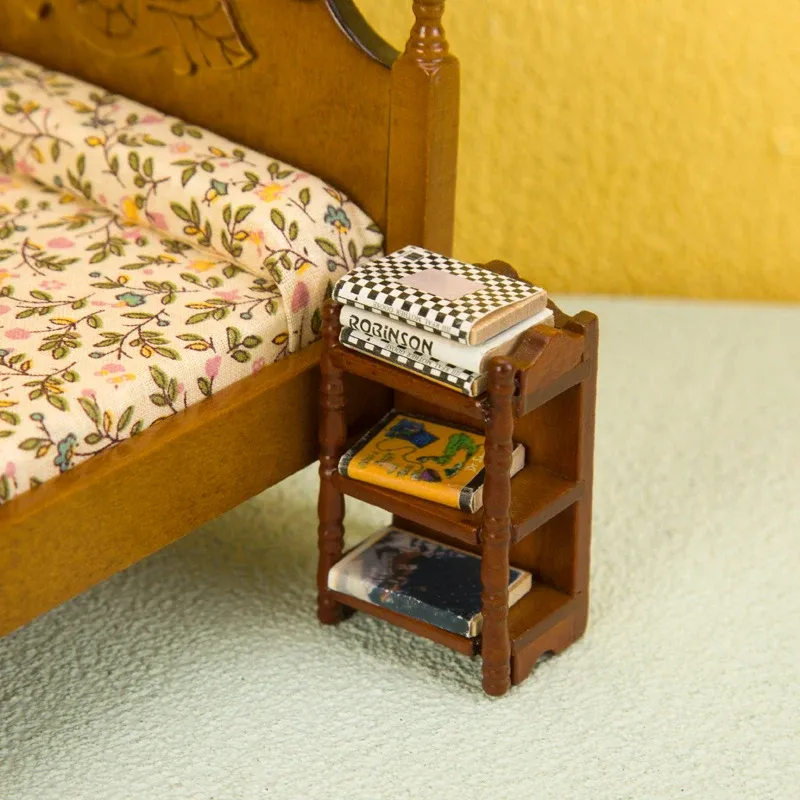 2x 1:12 Miniature Bedside Table Living Room Decor Dollhouse Furniture With Drawer NightStand Wooden Bedroom Cabinet Dollshouse Bedside Cabinet