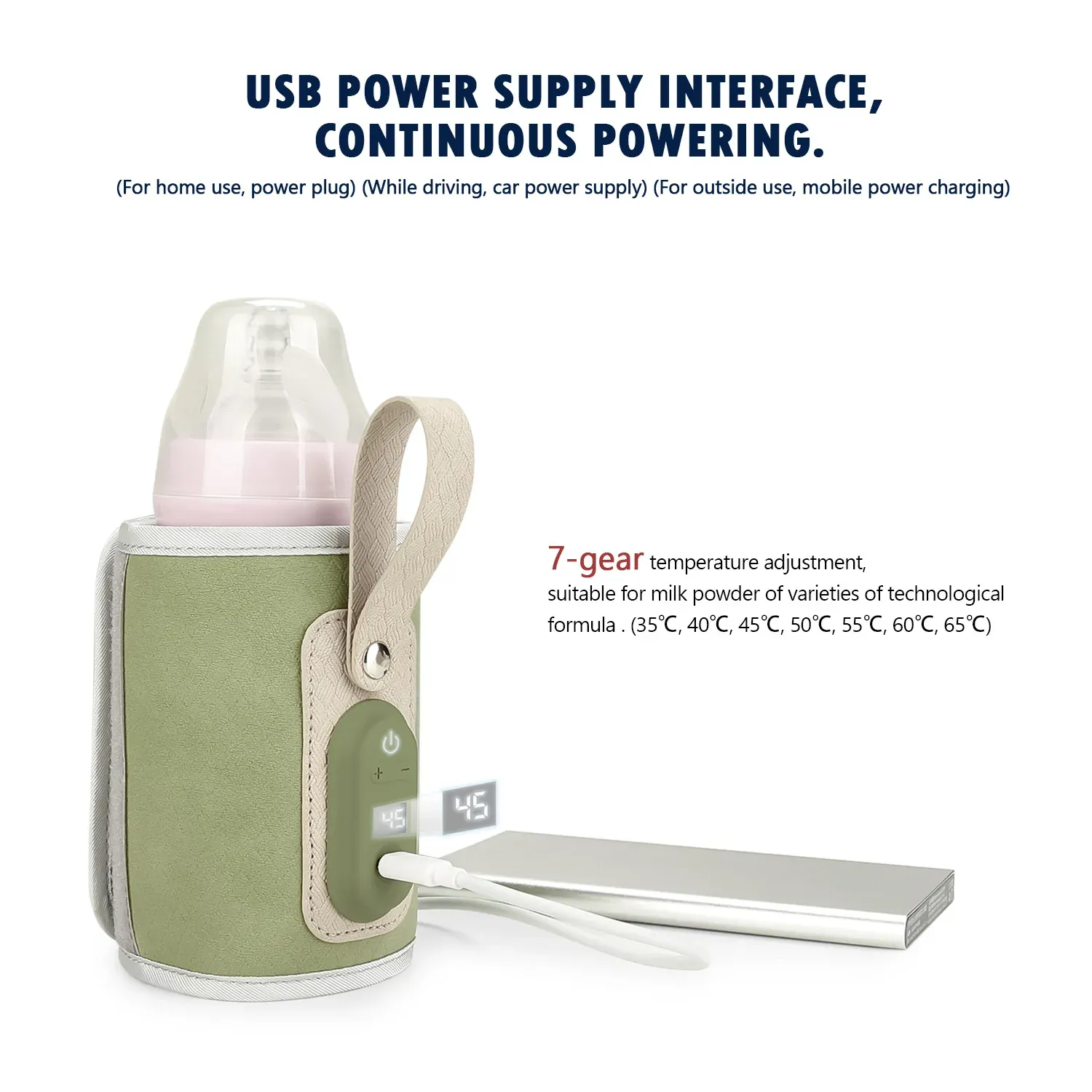 Chauffe-biberon portable, chauffe-biberon USB pour lait maternel et formule avec écran LCD, réchauffement rapide et précis