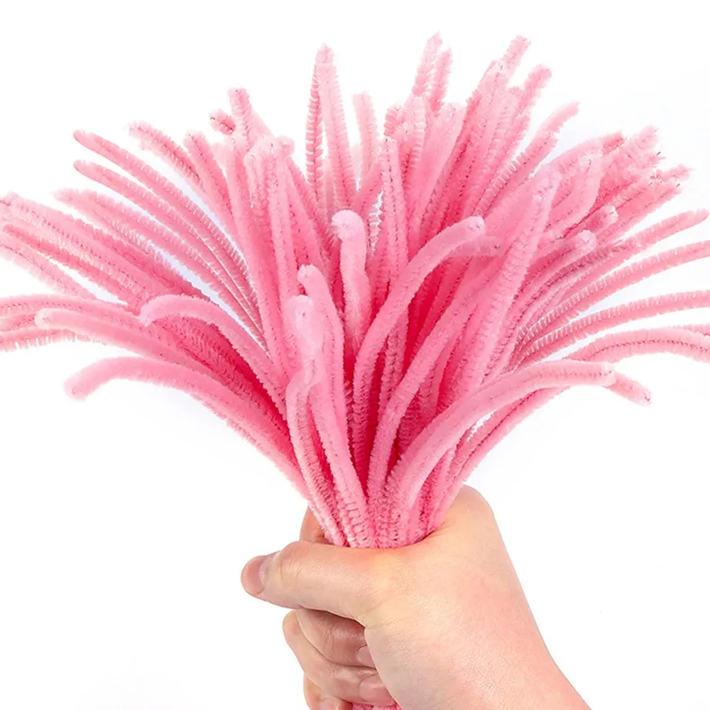 100 pièces couleur unie Chenille tiges nettoyeurs de tuyaux pour bricolage Art e