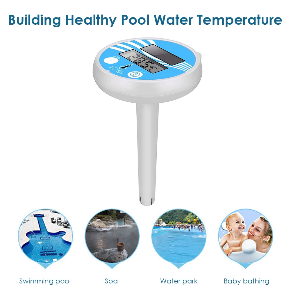 Floating Digital Pool Thermometer Solar Powered Outdoor Pool Thermometer Waterproof LCD Display Spa Thermometer