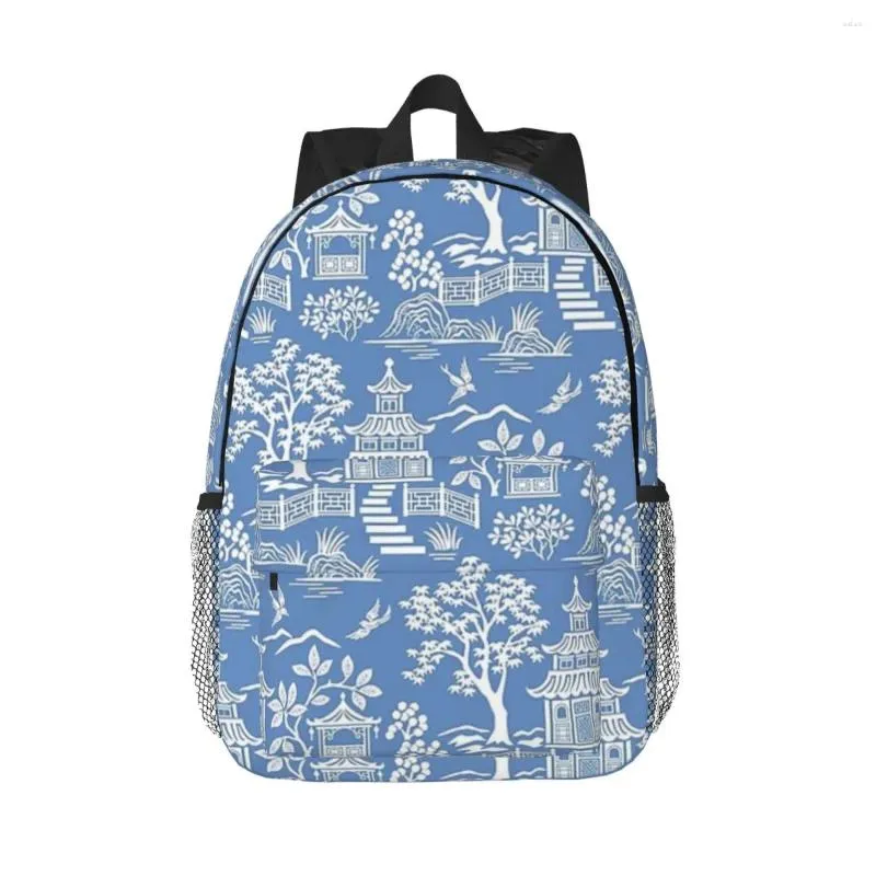 배낭 chinoiserie pagoda backpacks 십대 책가방 캐주얼 어린이 학교 가방 여행 배낭 숄더 가방 대용량