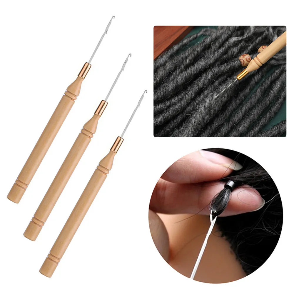 Dead Lock Tools Crochet Wooden Handle Hooks Needles Set: Soft Weaving Hair Extension ...