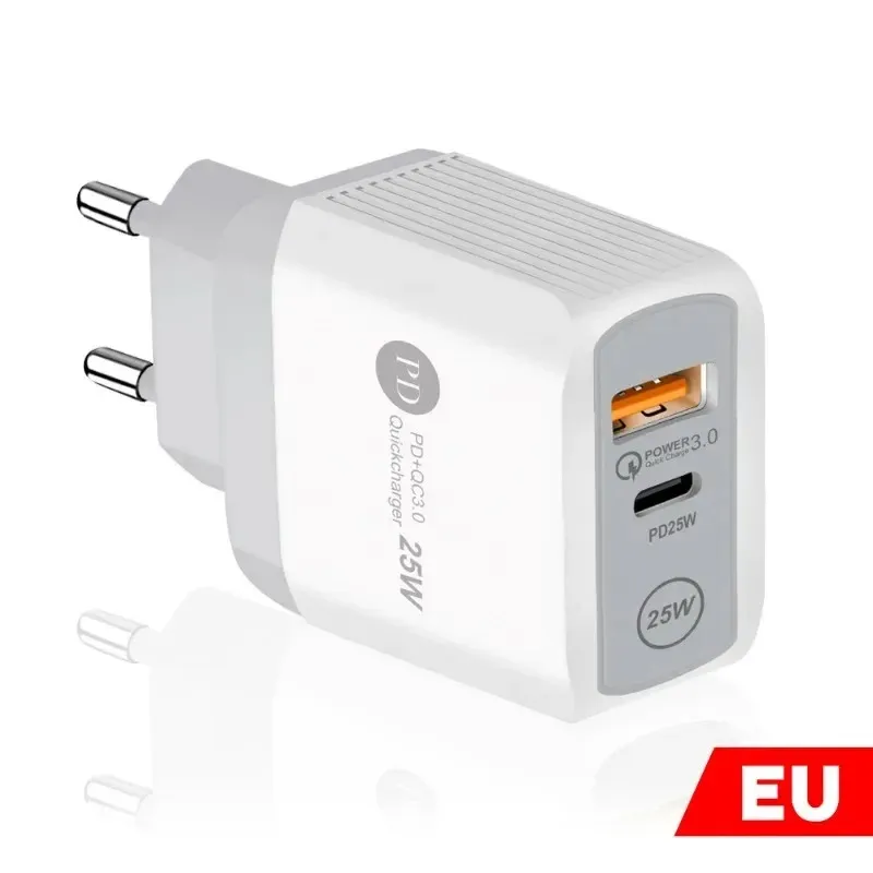 25W PD USB Cargador para iPhone X 7 8 11 12 13 Pro Max Charger rápido Tipo C para Samsung A12 A13 A52 A53 A73 Adaptador de carga rápida