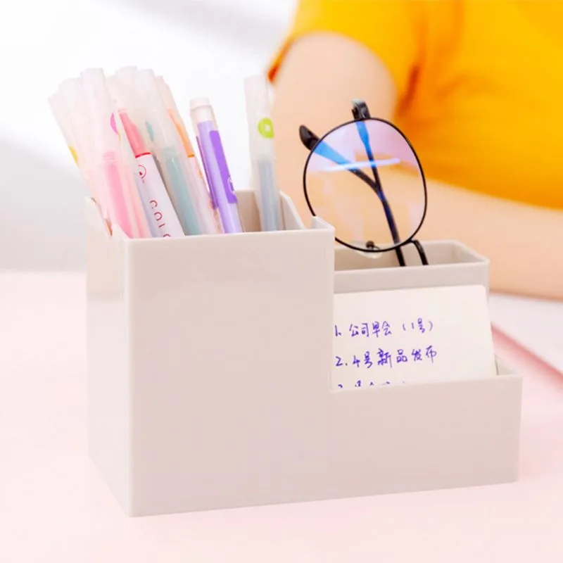 Plastfack Penhållare Simple Storage Ruler Note Stickers Eraser Boxes