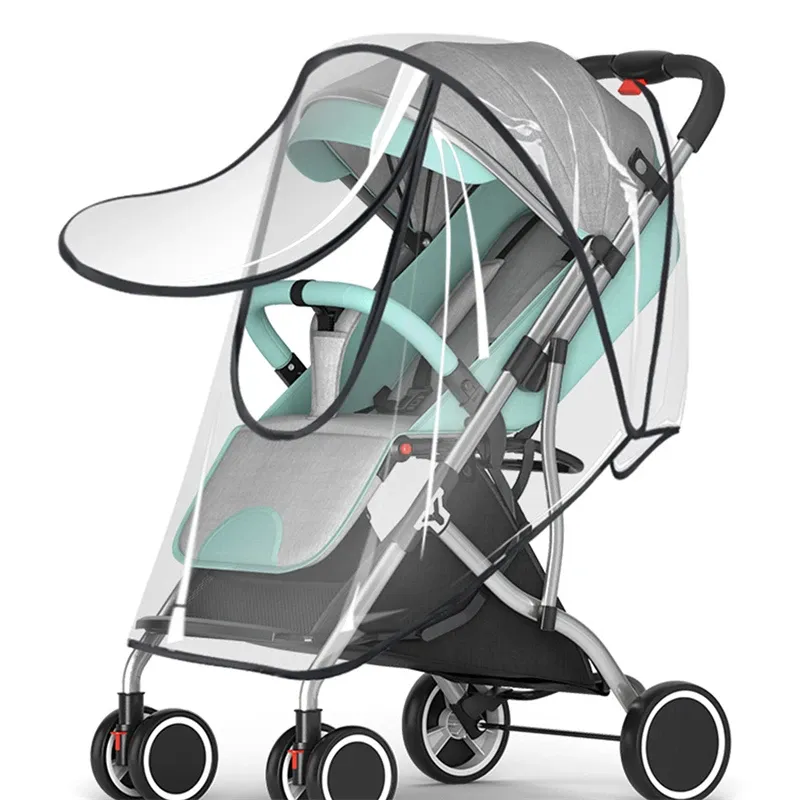 Universele kinderwagen regen deksel baby auto weer wind zon schild transparant ademende trolley paraplu regenjas accessoires