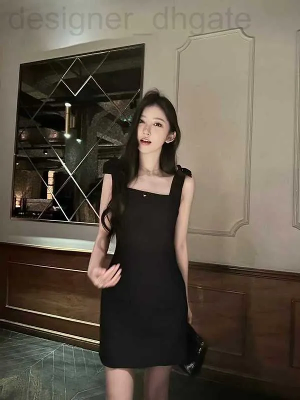 Basic & Casual Dresses designer Bow tie suspender black dress trend 2023 spring/summer sleeveless French waist cinching goddess temperament small Z2DP