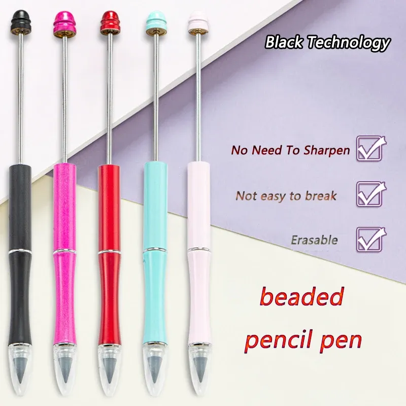 Bleistifte 5pcs schwarze Technologie müssen nicht erforderlich sein, um Bleistift Perlen Bleistift Stift endlose positive Haltung Schreiben Kindergeschenkschule Vorräte zu schärfen