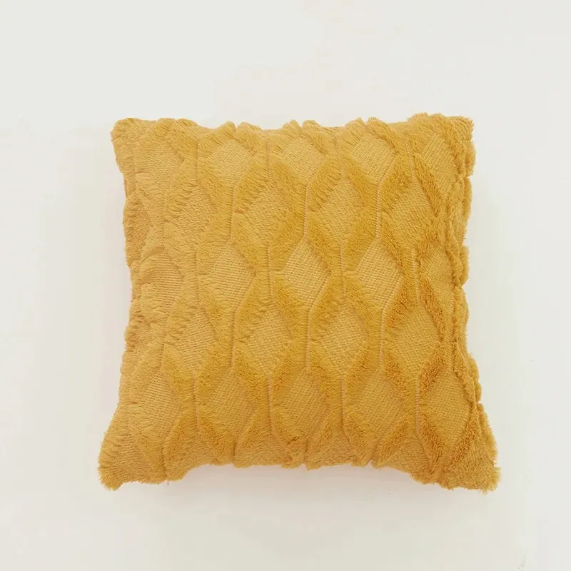 2024 3D Rhombus Plush Pillow Cover Cover الهندسة الزخرفية رمي وسادة ناع