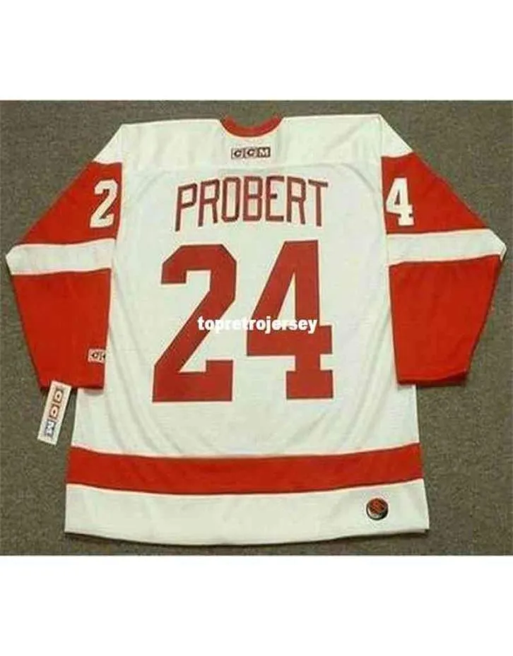 Новые мужские трикотажные изделия Bob Probert 1993 Ccm Home Retro Hockey Jersey Vintage с длинными рукавами2470555