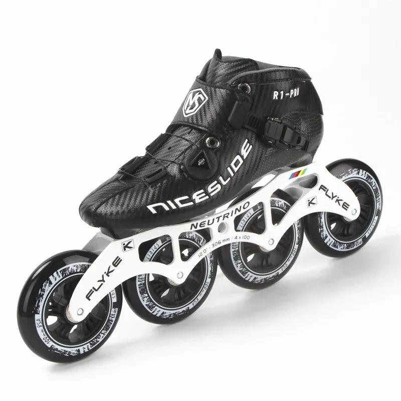 Skor 4x90 4x100 4x110 Knob Inline Speed ​​Skates 4 Wheels Shoes For Track Street Road Carbon Fiber Boot Race Patines Button Profession