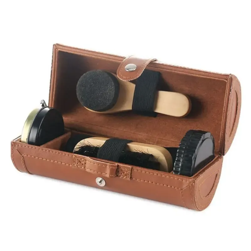 Kit en cuir chaussures de soins Ensemble de 6 pièces chaussures chaussures chaussures de chaussures de chaussures brosse nettoyage de brosse à éponge éponge éponge essuy