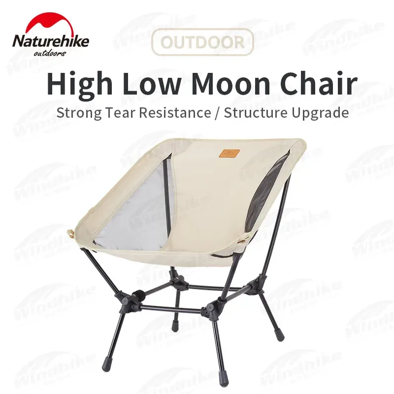 Meblehings Naturehike YL13 Ultralight Składane krzesło księżycowe 600D Oxford Tkanina Trwała wypoczynek Piknik BBQ Krzesło Regulowana wysokość