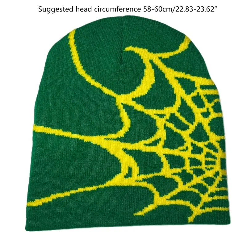 Bonnet Streetwear Y2K BIBITI - Design Toile D'Araignée - Slouchy, Chaud - Taille Unique - Acrylique - Noir - 9