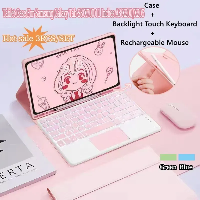 Samsung Galaxy Tab S8/S7/A8 Case: Keyboard, Mouse, Inch