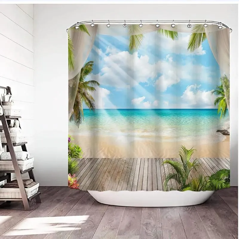 Shower Curtains View Outside The Window Pattern Bathroom Curtain Thicken Waterproof Thickened Bath