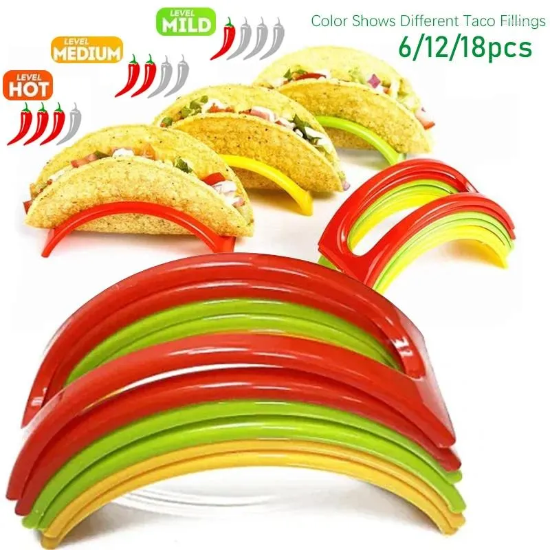 Platten Single Taco Halter Stand Set 6/12/18 PCS Rack Kunststoff Hartes oder Weichschale klein für die Party Dienstag