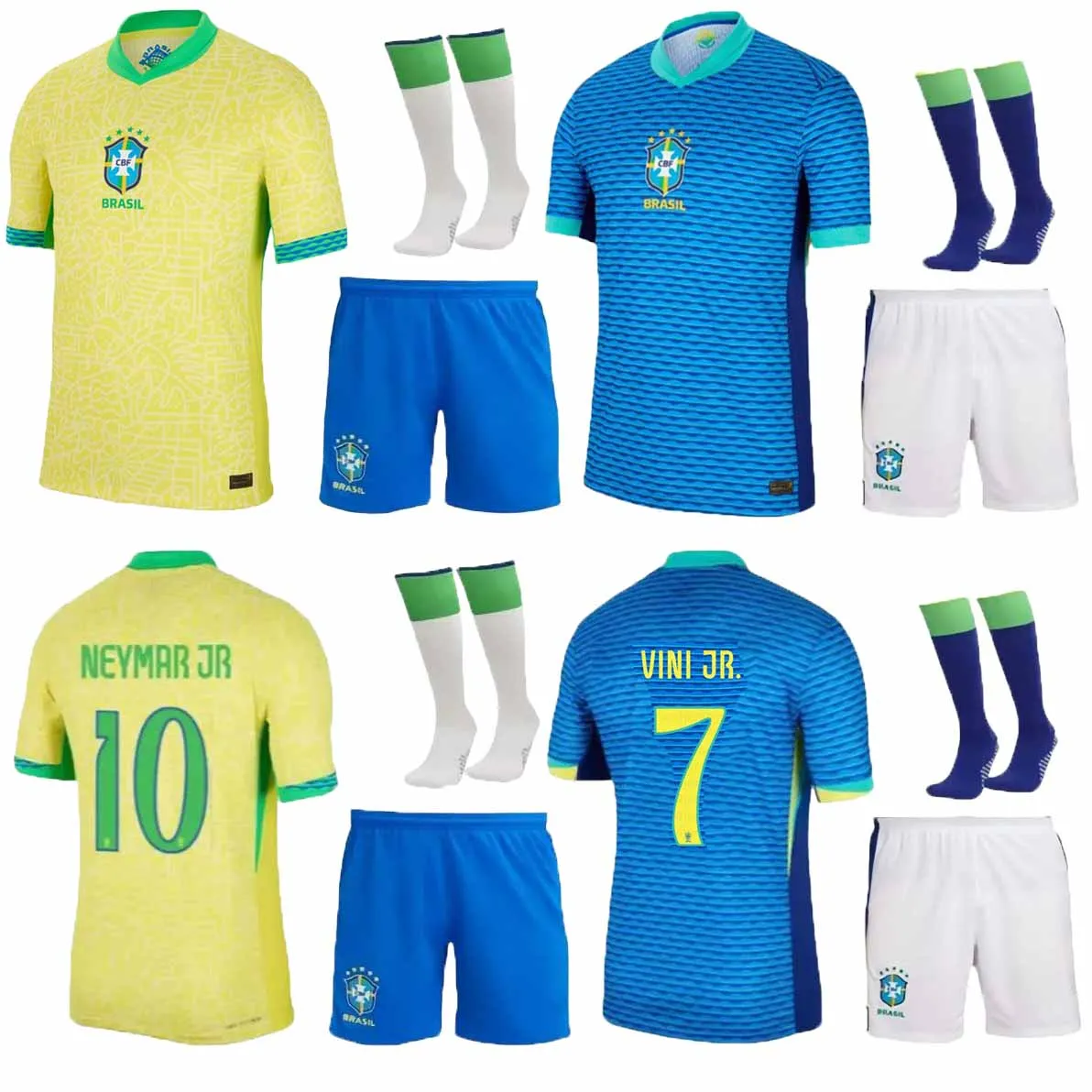 2024 Brasilsfotbollströjor 24 25 Casemiro L.Paqueta Richarlison Neymar Shirt Raphinha G.Jesus Vini Jr Rodrygo Kid Kit Socks Football Uniform