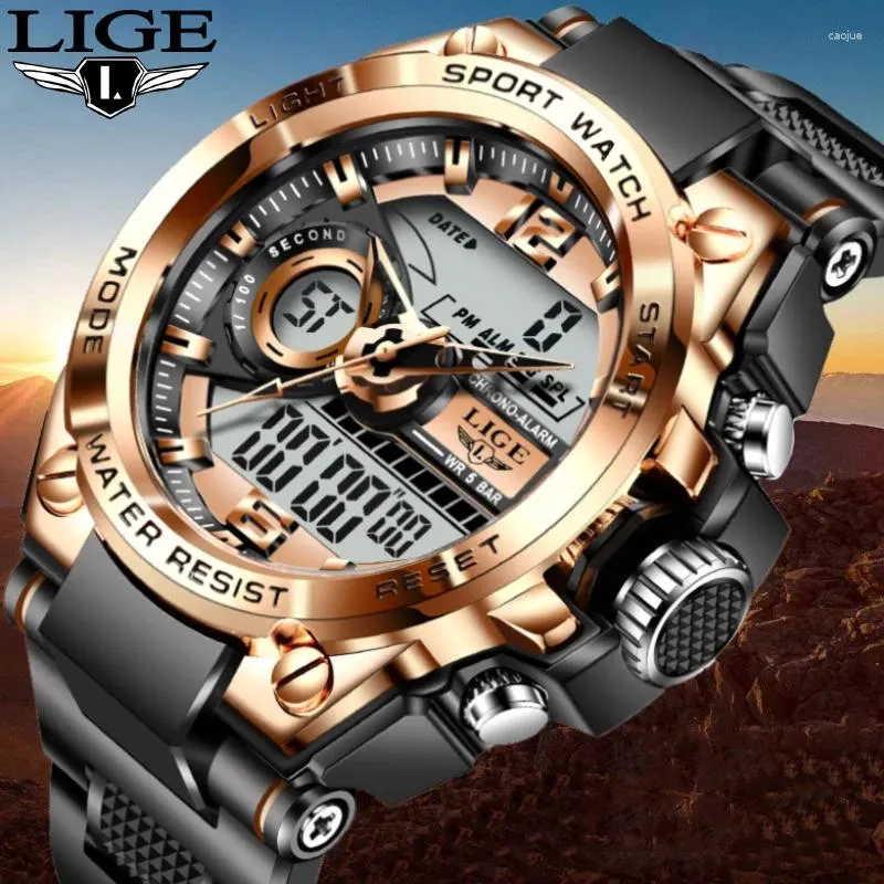 Montre-bracelets Lige Digital Men Military montre 50m.