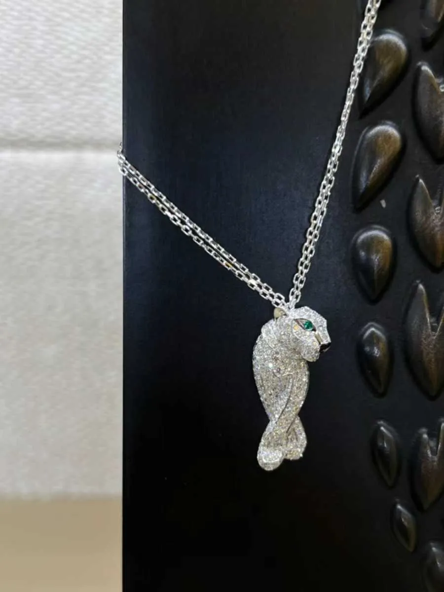 Design classico Love Jewelry S925 Gold Pullo Ploted Silver Diamond Catena a doppio strato con ghepardo squisito di alta qualità e con logo