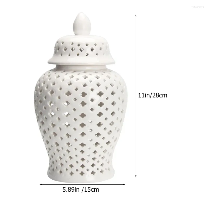 Bouteilles de rangement style chinois blanc creux pot général en céramique en céramique porte-table de chair de table conteneur en porcelaine durable