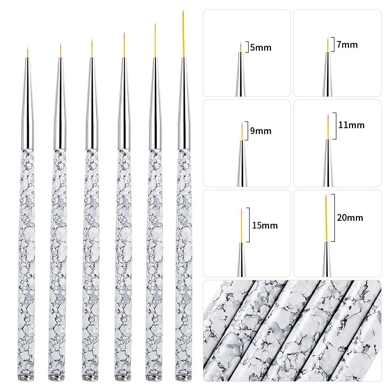 / Set Marble Match Handle Nail Art Brush Ligne Painting Drawing stylo Gel UV POLIS ACRYIQUE FRENSION BRIST