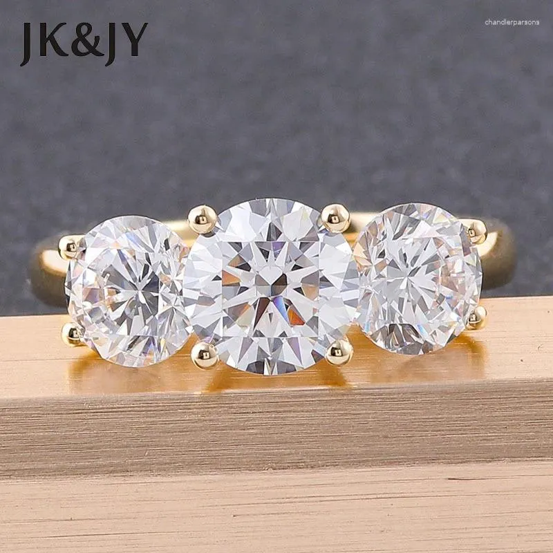 Bagues de cluster JKJY 10K Or 1.0-2.0CT D Couleur 3 Pierre Moissanite Bague de mariage pour femmes très brillantes bijoux fins