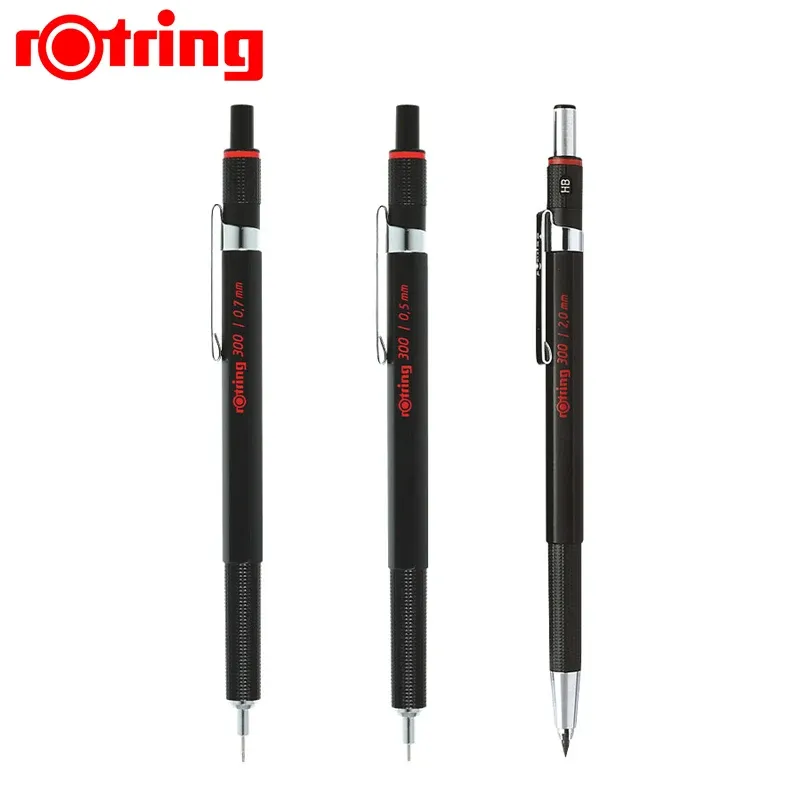 Ołówki Rotring 300 Technologia mechaniczna Ołówek 0,5 mm 0,7 mm 2,0 mm niedrogi lekka plastikowa czarna lufa z piórem sprzęgła