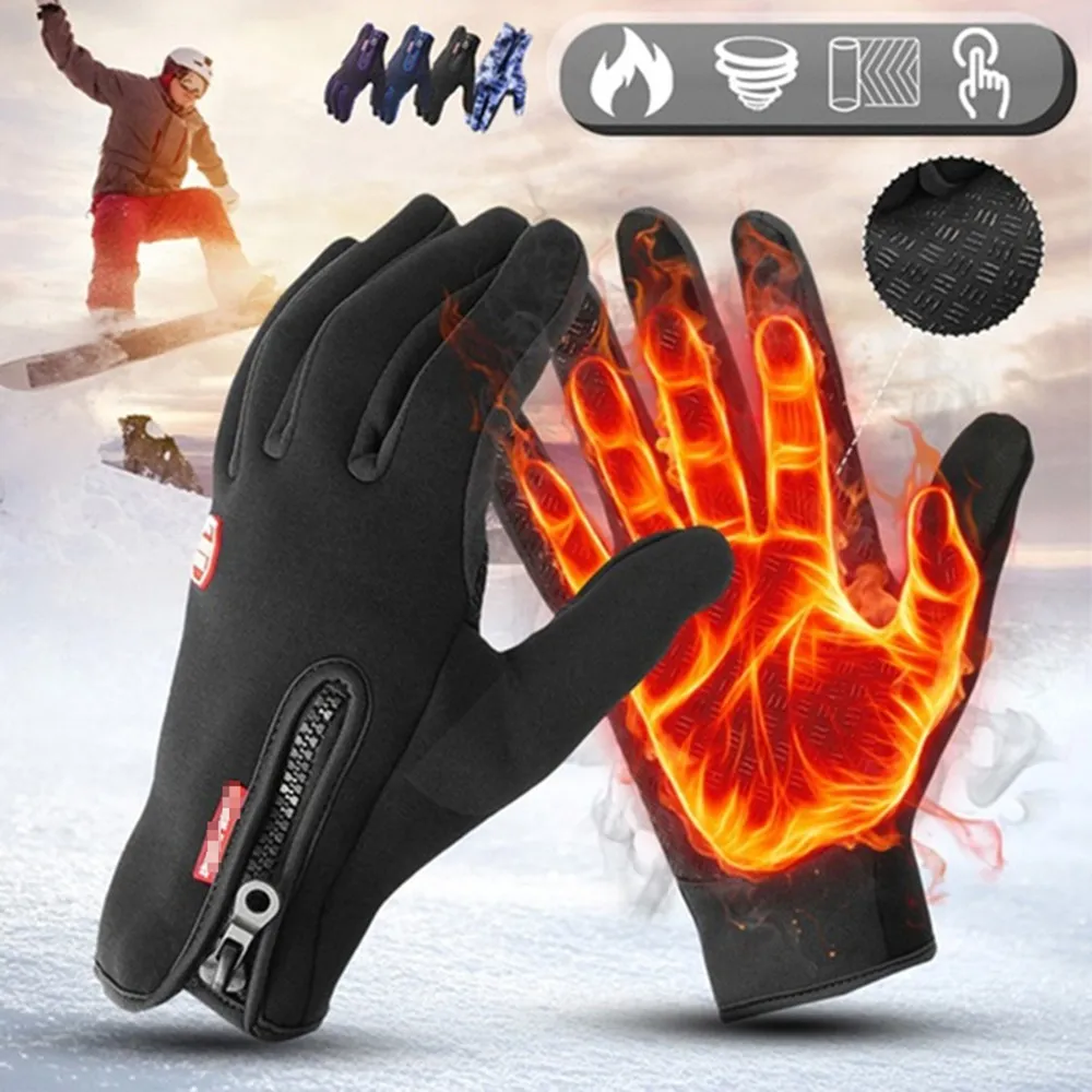 1pair Warm And Touchscreen Double Layer Thickened Gloves For Winter Running Driving Cycling