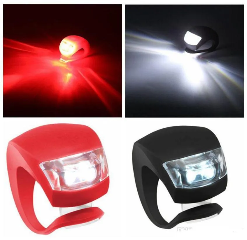 Silikoncykelcykelcykelhuvud Framre bakhjul LED Flash Bicycle Light Lamp Blackred inkluderar batteriet 4352997